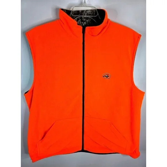 Red Head Camo/Orange Reversible Zip Up Fleece Vest Men's Size Large - Picture 4 of 9